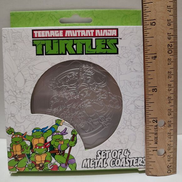 Teenage Mutant Ninja Turtles Metal Coasters Official Set Of 4 TMNT Drinkware - Picture 3 of 4